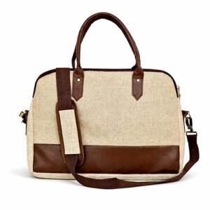 Jute Laptop Bag with PU Brown Patti | Eco-Friendly Office Bag
