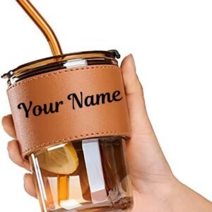 Customize Glass Mug With Leather Belt