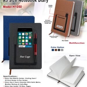 A5 Office Notebook Diary with Mobile & Card Holder