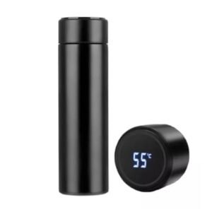 Stainless Steel Water Bottle With Led Temperature Display Vacuum Insulated Water Bottle (Black), 500 ML With Logo Print
