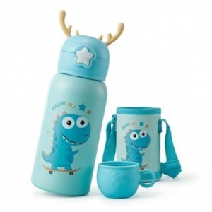 Kids Water Bottle, 500 ml BPA Free Leak Proof Sipper Water Bottle with Straw & Adjustable Strap, Water Bottle for School Kids Boys And Girls