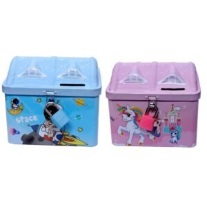 Money Bank for Kids Piggy Bank Iron Metal Body Money Bank Saving Bank for Kids Girls Boys with Lock and Key