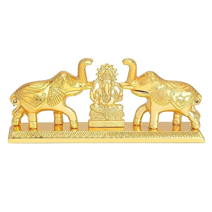 Gold Plated Elephant Ganesh ji Golden And Silver
