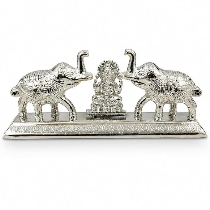 Gold Plated Elephant Ganesh ji Golden And Silver - Image 3