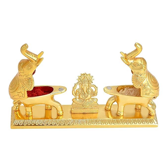 Gold Plated Elephant Ganesh ji Golden And Silver - Image 4