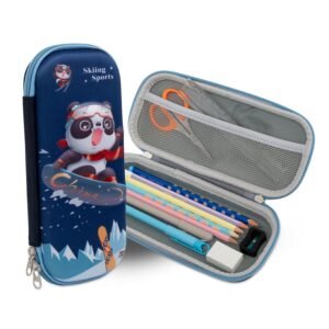 3D Cover Zipper Pencil Pouch Compass with Compartments, School Supply Organizer Boys And Girls