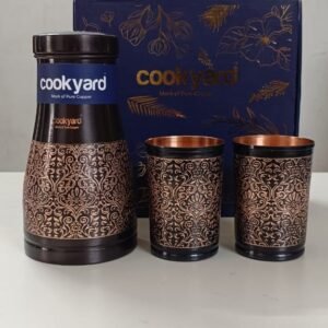 Cookyard Brand Premium Quality 100 % Pure Copper Matka And 2 Glass Gift Set With Gift Box