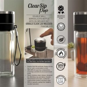 Double Wall Borosilicate Bottle With SS Infuser Net 375ML