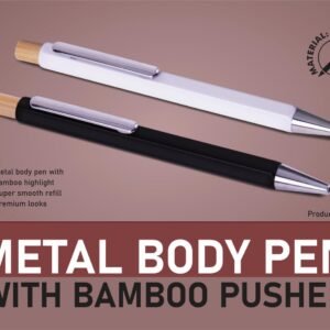 Metal Body Pen With Bamboo Pusher