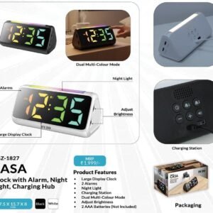 Digital Clock With Alarm Night Light Charging Hub