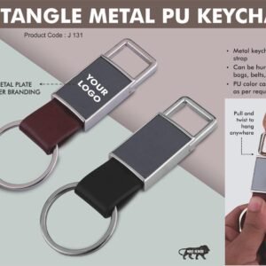 Rectangle Metal Pu Keychain