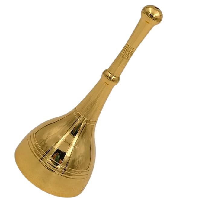 Brass Puja Hand Bell Mirror Polish for Temple Pooja Room Worship, Spiritual Gifts, Brass Ritual Items, Pooja Essentials