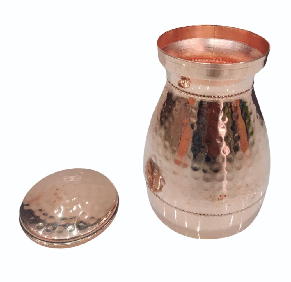 Hammered Matt Finish Bedroom Bottle with Inbuilt Glass Vessel for Drinking W Water Jug with Glass (Pack of 1)