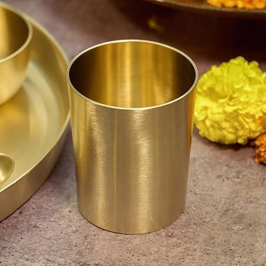 100% Kansa Solid Thali Set | 6 Pieces Bronze Thali Set | 6 Pcs Matte Finished Kansa Dinner Set - Image 4