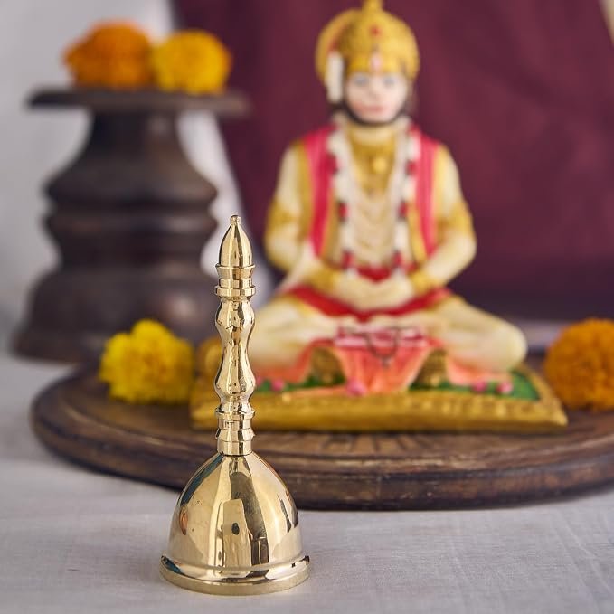 Brass Ghanti for Pooja - 4.5" Temple Bell, Brass Bells for Mandir, GOL Ghanti Pooja Items for Pooja - Image 4