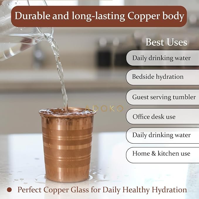 Pure Copper Tumbler 300ml | Ayurvedic Drinking Glass for Water | Handcrafted Copper Utensil for Daily Use – 1Pc - Image 3