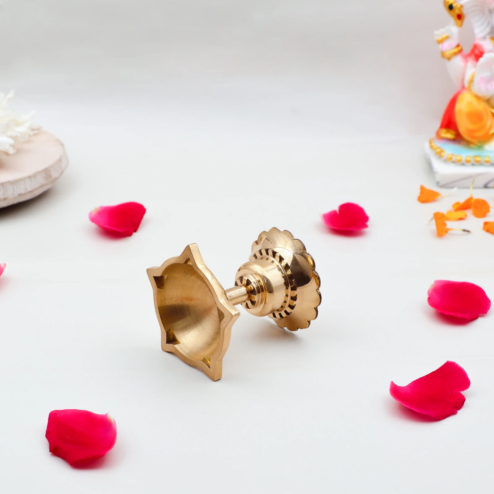 Pure Brass Traditional 5 Face Diya | Deepak | Oil Lamp for All Festival Brass Table Diya - Image 3