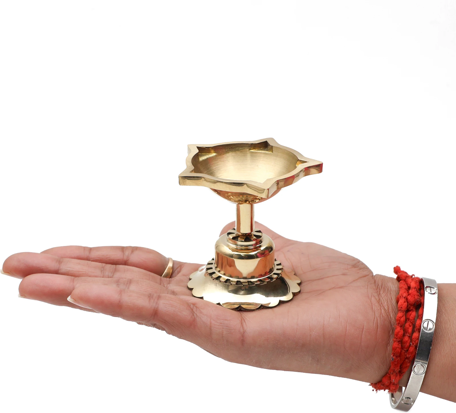 Pure Brass Traditional 5 Face Diya | Deepak | Oil Lamp for All Festival Brass Table Diya - Image 2